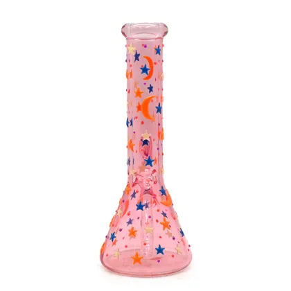 Pink Night Glow Starry Moon Glass Bong
