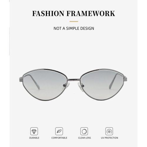 Fashion Casual Vintage Metal Cat Eye Photochromic Sunglasses