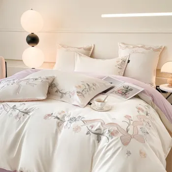 Wholesale Queen Size Egyptian Cotton Bed Sheets with Embroidery