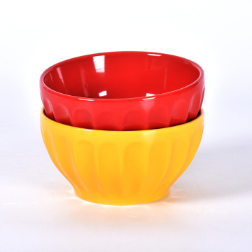 Color Emboss Stripe Modern Porcelain Ceramic Soup Bowl