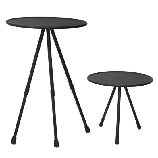 Lightweight Portable Aluminum Height-Adjustable Round Outdoor Folding Table for Balcony, Picnic, and Camping