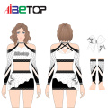 Uniformes de líderes de torcida de strass glitter personalizados