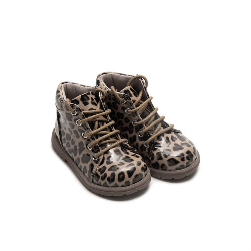 Botas para niños de imprenta de leopardo de cuero vegano