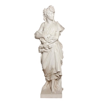 Handcrafted Antique Floral Marble Statue Bust