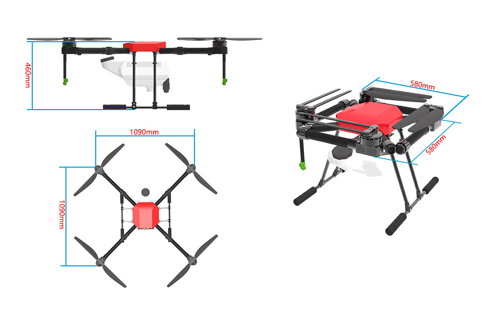 10L crop sprayer drone dimension