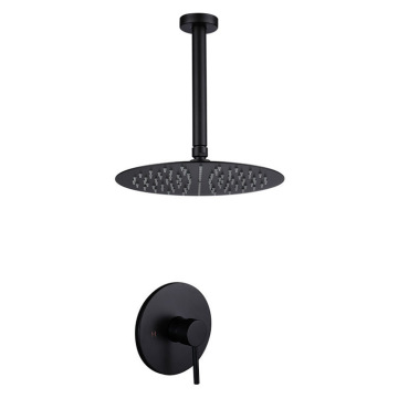 European Chrom Round Overhead Matt Black Duschset mit einem Griff -Badezimmer Deckenmixer