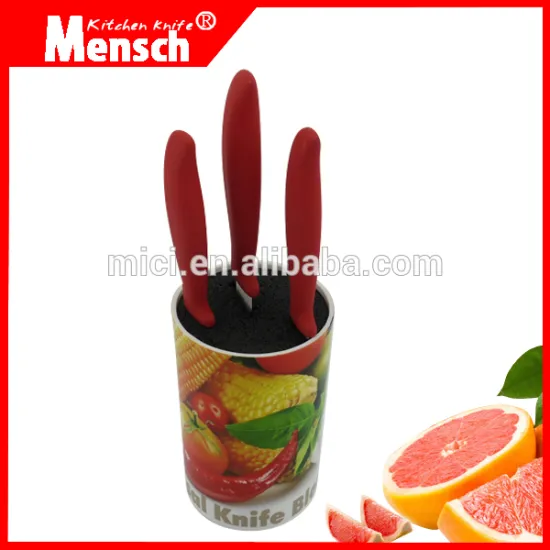3pcs red handle knife set in beautiful package