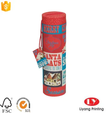 Cylinder Paper Christmas Gift Box with Handle