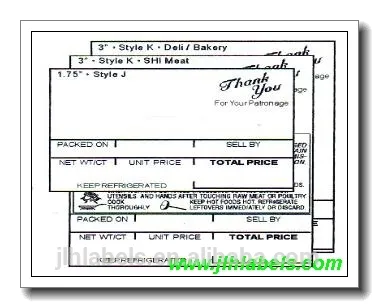Hobart SP-80 Style J Labels, Hobart SP-1500 Style J Labels 2.25"x1.75",1275 labels/roll