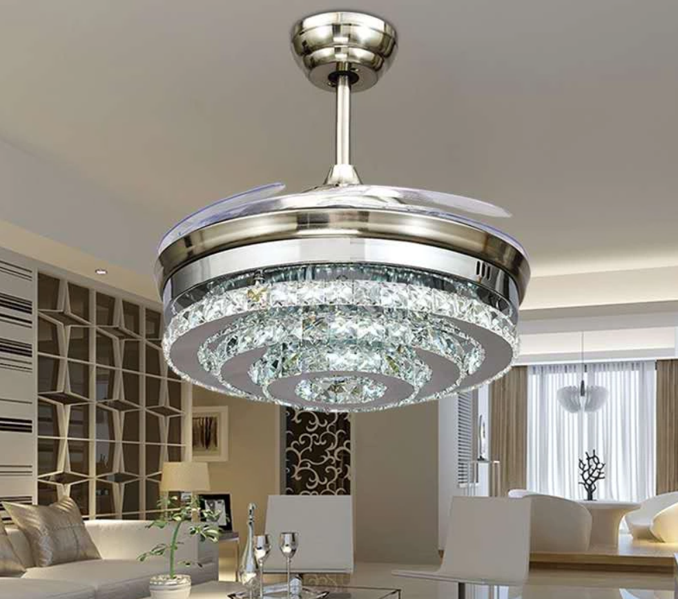Crystal ceiling fan chandelier for decoration