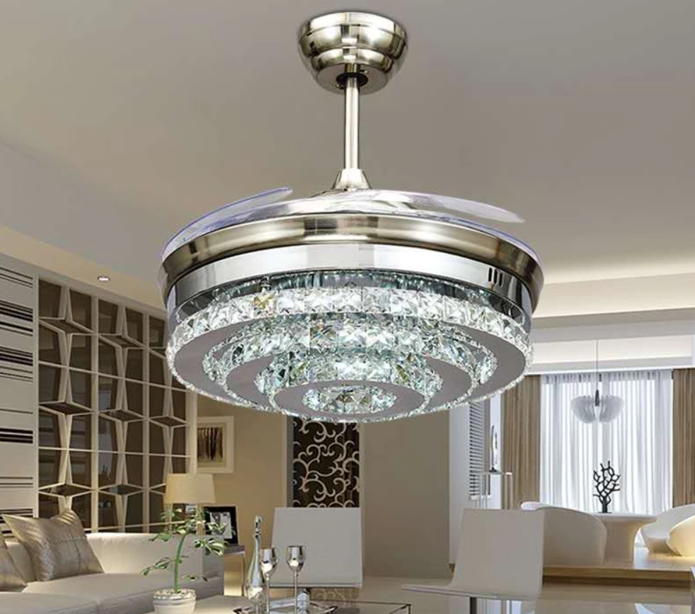 Lustre de ventilateur de plafond en cristal pour la décoration