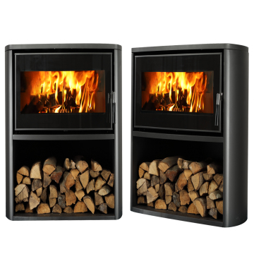 Indoor Gas Fireplace: Wood Burning Stove as Room Heater with Fire Surrounds - Winter Heating Equipment Furniture