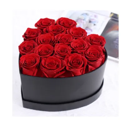 Hot Selling Preserved Flower Heart Shaped Box - Preserved Red Real Rose Gift Box
