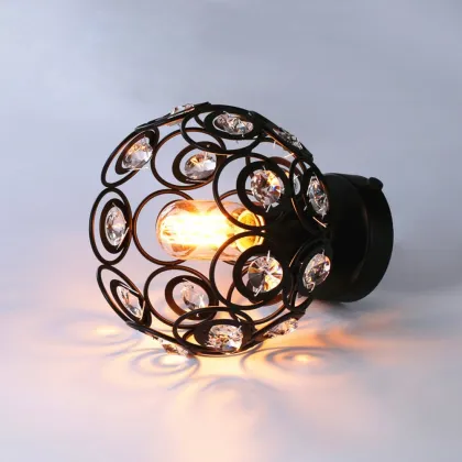 Crystal Chandelier Light for Hallway - 1-Light Flush Mount Ceiling Lamp