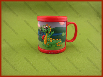 new design engraved lovely dinosaur pattern embossed pvc beer mug