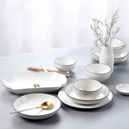 Superior Deep Royal Plate European Style Porcelain Dinnerware Set