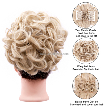 Large Comb Clip In Curly Hair Extension Synthetic Ponytail Hair Pieces Chignon Women Updo Cover Hairpiece Extension Hair Bun