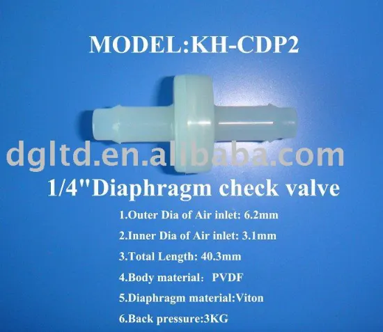 PVDF 1/4" ozone resistent check valve KH-CDP2,not return valve, one way valve