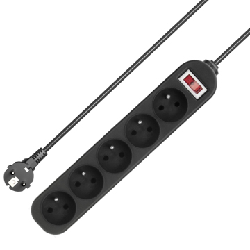 Französischer Typ 5 Wege PUT PUCK Strip mit Switch - Black Extension Socket für Home Office