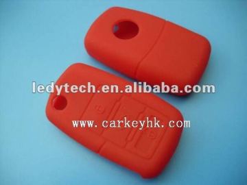 High quality VW silicon key case, red silicon key bag,silicon rubber key protector