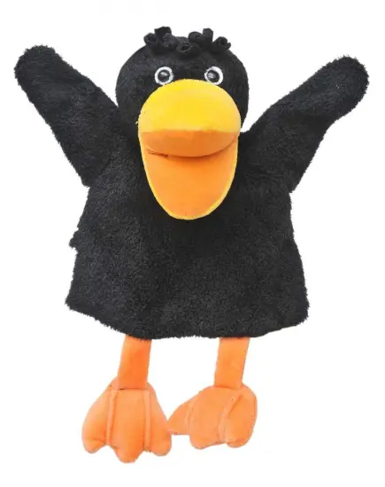 Classic version long hair black duck hand puppet toys