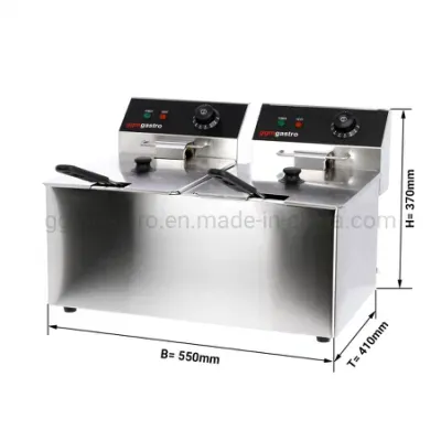 Double Tank Kitchen Equipment 2X8l Commercial Electric Fish Deep Fryer