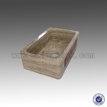 Brown Travertine Single Bowl Kitchen Farm Sink