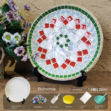Handmade DIY Wood Mosaic Plate - Educational Decoration Toy & Group Building Gift