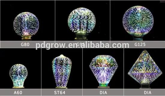 Newest design AC110-130/220-240V 3.5W Fireworks G125/G40 3D LED Bulb