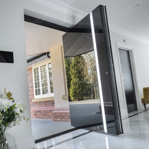 Modern Mirror Pivot Entrance Door With Led Light