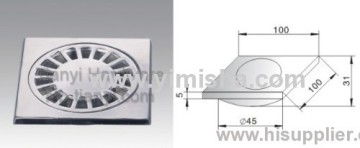 100mmx100mmx5mm Zinc Alloy Chrome Plated Floor Drain 