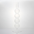 Ribbed Ball Conjoined Home Decor Glass Candlestick Holder