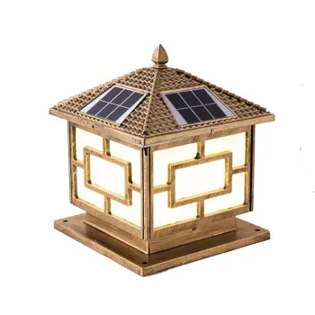 Chinese Style IP65 Waterproof Outdoor Solar Garden Lights and Gate Lighting with LED Pillar Lamp and Remote Control