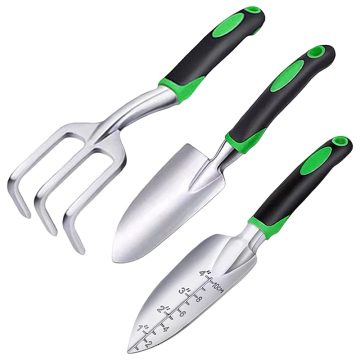 Juego de herramientas de jardinería de 3 piezas: herramientas de poda de venta en caliente con manijas de aluminio, bases sin deslizamiento de goma suave: regalo para el hogar perfecto para niños y adultos