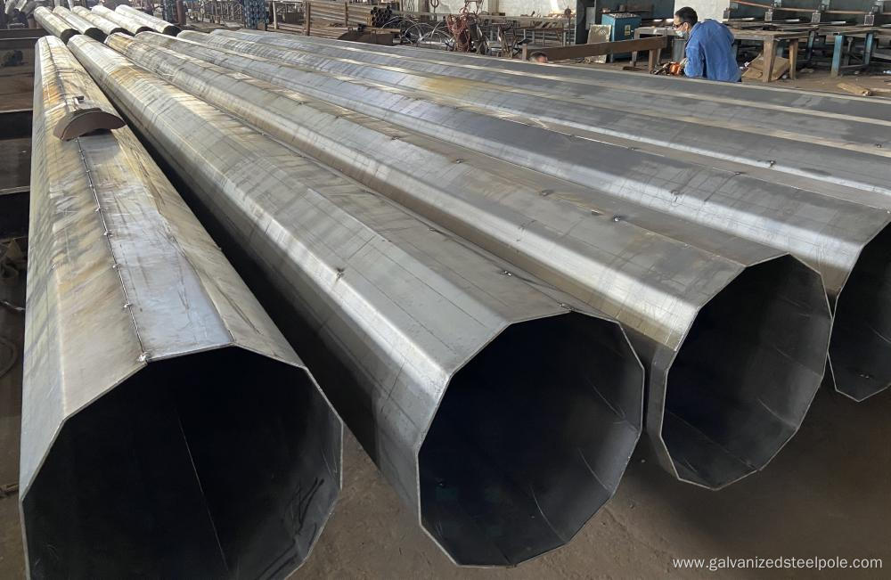 105FT Dodecagonal Galvanized Transmission Steel Pole