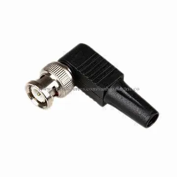 Right angle BNC male connector with plastic protector cap