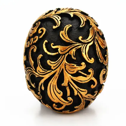 Creative Resin Golden Trumpet Flower Skull Desktop Ornament - CP192