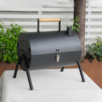 3-5 personnes Camping Double Grilling Net Portable Barbecue Grill Table Top Top Bobq Charcoal Grill avec poignée en bois