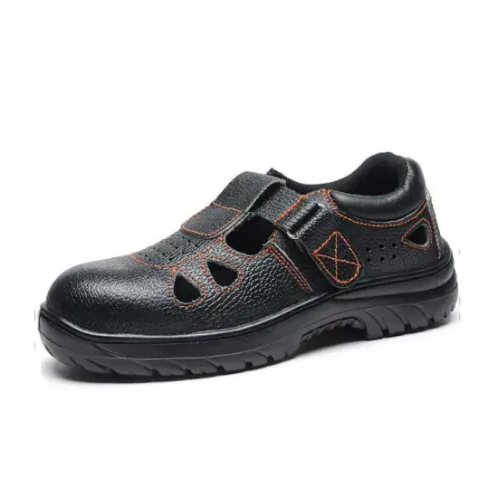 Embossed cow leather summer work shoes for construction workers
