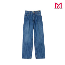 Elegantes pantalones de mezclilla azul oscuro para mujer