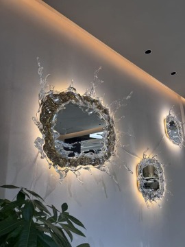 Circle Water Splash Mirror Transparent Crystal Hotel Bar