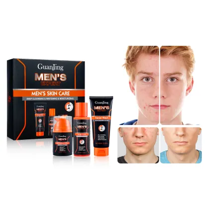 Guanjing Men Skin Care Set: Deep Cleansing, Whitening, Oil Control, Moisturizing (3PCS)