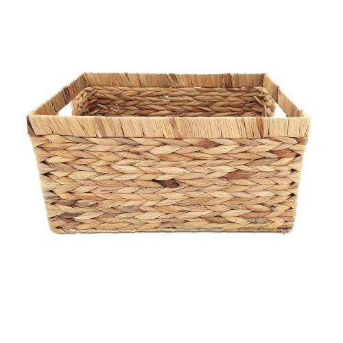 Natural Water Hyacinth Storage Bins Rectangular Basket China Manufacturer