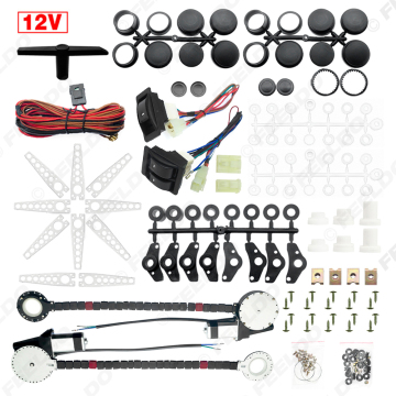 DC12V Auto Universal 2-Doors Electric Power Window Kit with Switches and Harness