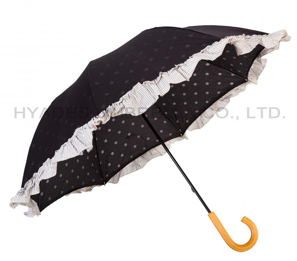 Rüschen-Spitze-Handbuch-offener gerader Regenschirm-Sonnenschirm