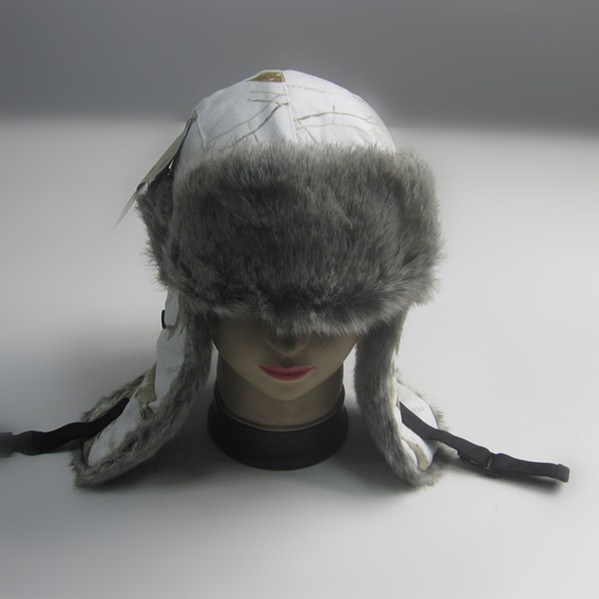 White Camouflage Print Trapper Hat