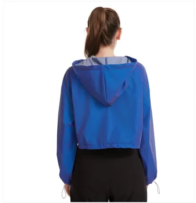 OEM Service Women Crop Rainbow Reflective Windbreaker Jacket