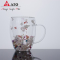 Hohe Borosilikat trockene Blume Doppelwandglas Tasse