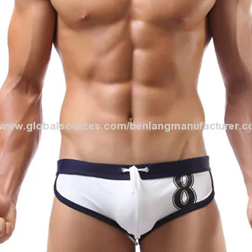 Fashionable Men's Triangular Swimming Trunks Swimsuit with 100% Polyester Lining