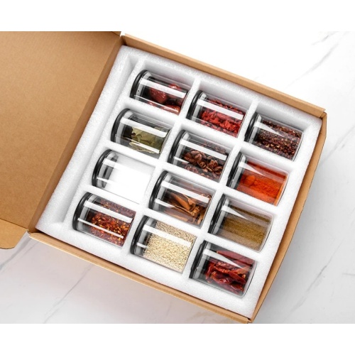 Airtight 12 Piece Borosilicate Glass Spice Storage Jars